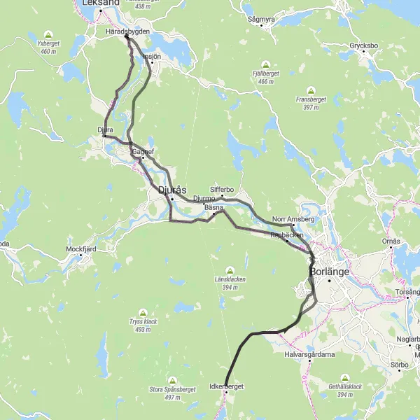 Kartminiatyr av "Gagnef Loop" cykelinspiration i Norra Mellansverige, Sweden. Genererad av Tarmacs.app cykelruttplanerare