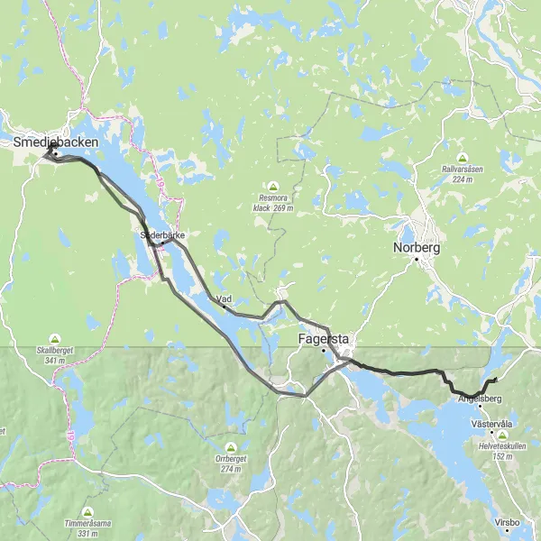 Map miniature of "Jönsbacken Century Ride" cycling inspiration in Norra Mellansverige, Sweden. Generated by Tarmacs.app cycling route planner