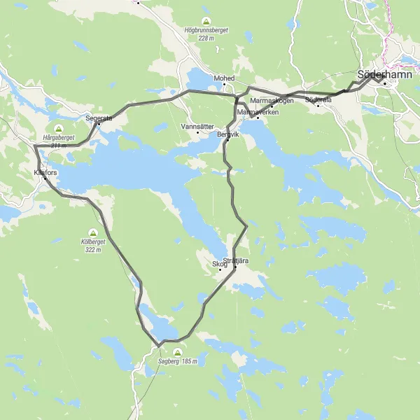 Map miniature of "Hinterland Expedition" cycling inspiration in Norra Mellansverige, Sweden. Generated by Tarmacs.app cycling route planner