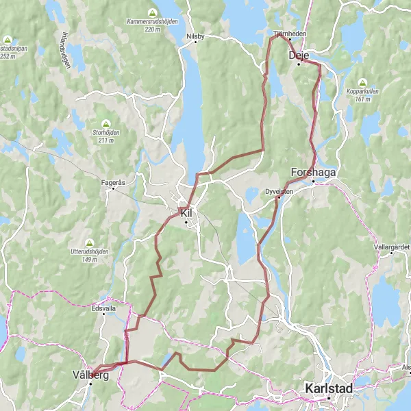 Map miniature of "The Böntorpsåsen Deje Loop" cycling inspiration in Norra Mellansverige, Sweden. Generated by Tarmacs.app cycling route planner