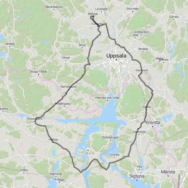 Map miniature of "Scenic Countryside Tour" cycling inspiration in Östra Mellansverige, Sweden. Generated by Tarmacs.app cycling route planner