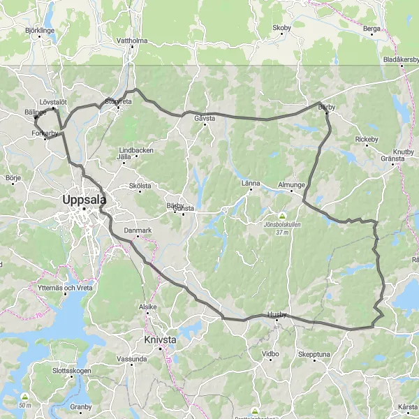 Map miniature of "Exploring Historical Sites" cycling inspiration in Östra Mellansverige, Sweden. Generated by Tarmacs.app cycling route planner