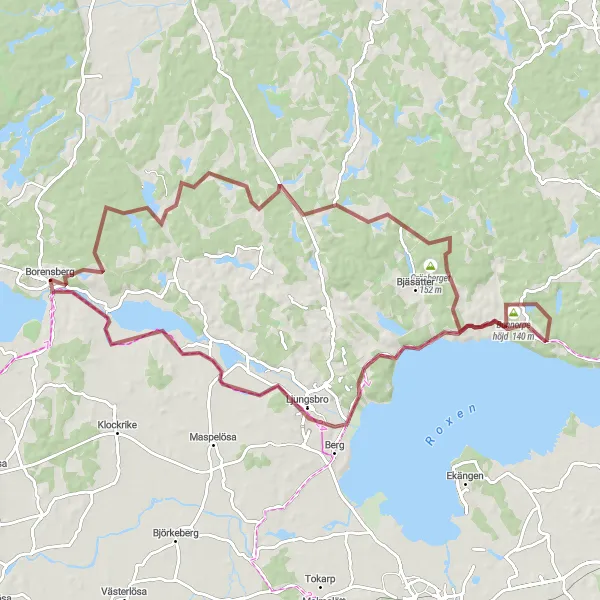 Map miniature of "The Lake Circuit" cycling inspiration in Östra Mellansverige, Sweden. Generated by Tarmacs.app cycling route planner