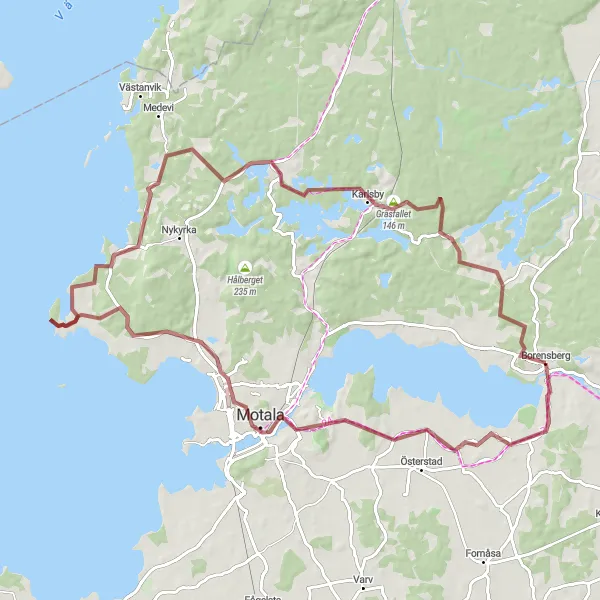Map miniature of "The Gravel Discovery" cycling inspiration in Östra Mellansverige, Sweden. Generated by Tarmacs.app cycling route planner