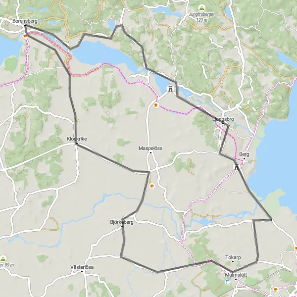 Map miniature of "The Countryside Loop" cycling inspiration in Östra Mellansverige, Sweden. Generated by Tarmacs.app cycling route planner