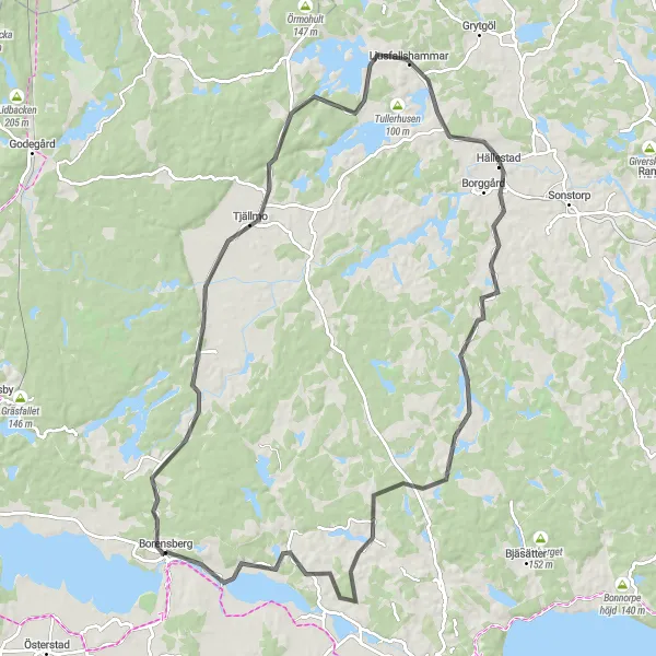 Kartminiatyr av "Ormstensberget och Hällestad Loop" cykelinspiration i Östra Mellansverige, Sweden. Genererad av Tarmacs.app cykelruttplanerare