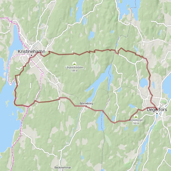 Map miniature of "Gravel Adventure through Mellansverige" cycling inspiration in Östra Mellansverige, Sweden. Generated by Tarmacs.app cycling route planner