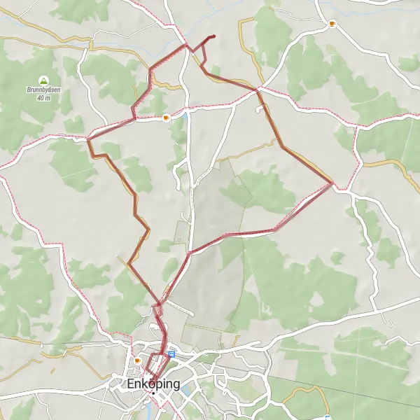 Map miniature of "Enköping Gravel Loop" cycling inspiration in Östra Mellansverige, Sweden. Generated by Tarmacs.app cycling route planner