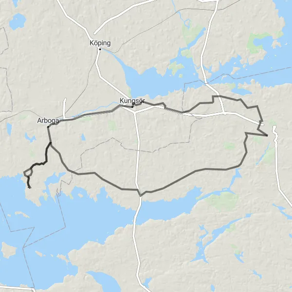 Map miniature of "The Scenic Loop" cycling inspiration in Östra Mellansverige, Sweden. Generated by Tarmacs.app cycling route planner