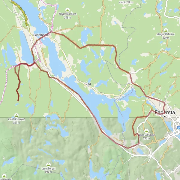 Map miniature of "Scenic Gravel Cycling near Fagersta" cycling inspiration in Östra Mellansverige, Sweden. Generated by Tarmacs.app cycling route planner