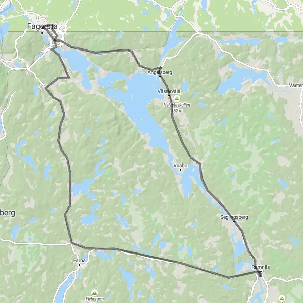 Kartminiatyr av "Lång vägcykling till Ludvika" cykelinspiration i Östra Mellansverige, Sweden. Genererad av Tarmacs.app cykelruttplanerare