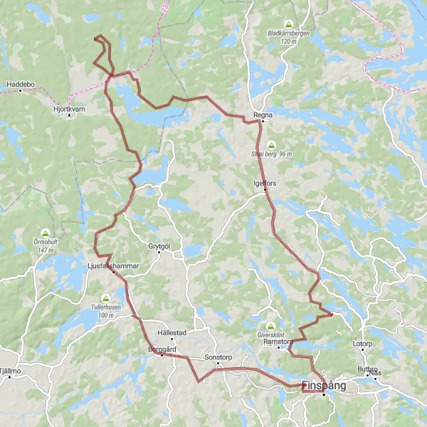 Map miniature of "Tornberget Adventure" cycling inspiration in Östra Mellansverige, Sweden. Generated by Tarmacs.app cycling route planner