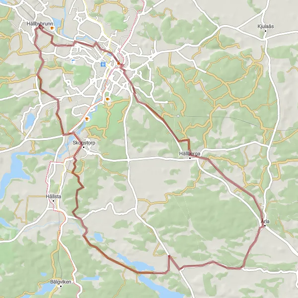 Map miniature of "Gravel Adventure Through Eskilstuna" cycling inspiration in Östra Mellansverige, Sweden. Generated by Tarmacs.app cycling route planner