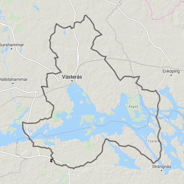 Map miniature of "Challenging Road Cycling Route to Hedensberg" cycling inspiration in Östra Mellansverige, Sweden. Generated by Tarmacs.app cycling route planner