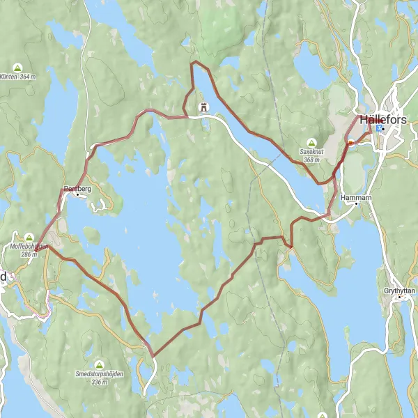 Map miniature of "Hällefors Countryside Ride" cycling inspiration in Östra Mellansverige, Sweden. Generated by Tarmacs.app cycling route planner