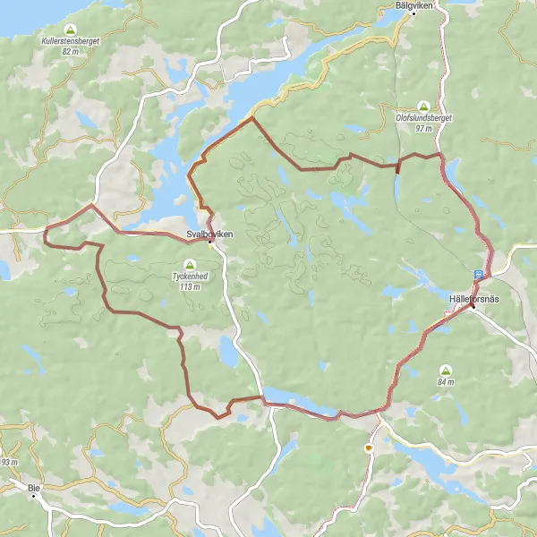 Kartminiatyr av "Grusvägar i Hälleforsnäs skogar" cykelinspiration i Östra Mellansverige, Sweden. Genererad av Tarmacs.app cykelruttplanerare