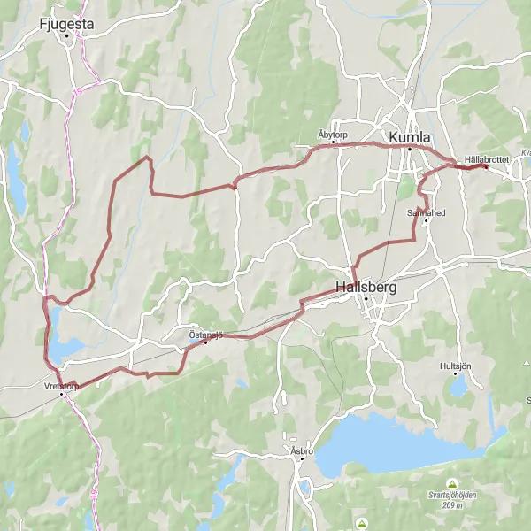 Map miniature of "Östra Mellansverige Gravel adventure" cycling inspiration in Östra Mellansverige, Sweden. Generated by Tarmacs.app cycling route planner