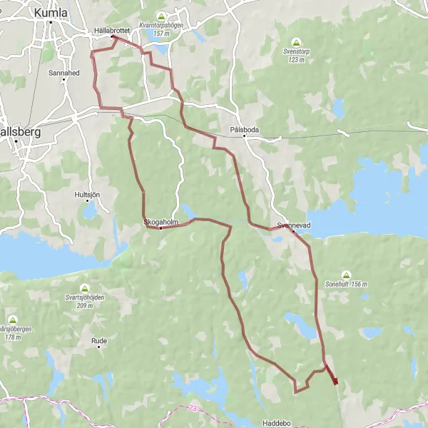 Map miniature of "Östra Mellansverige Gravel exploration" cycling inspiration in Östra Mellansverige, Sweden. Generated by Tarmacs.app cycling route planner