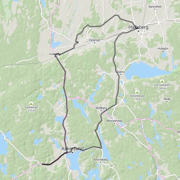 Kartminiatyr av "Äventyr i Askersund Loop" cykelinspiration i Östra Mellansverige, Sweden. Genererad av Tarmacs.app cykelruttplanerare