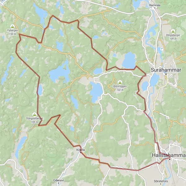 Map miniature of "Hallstahammar Countryside Escape" cycling inspiration in Östra Mellansverige, Sweden. Generated by Tarmacs.app cycling route planner