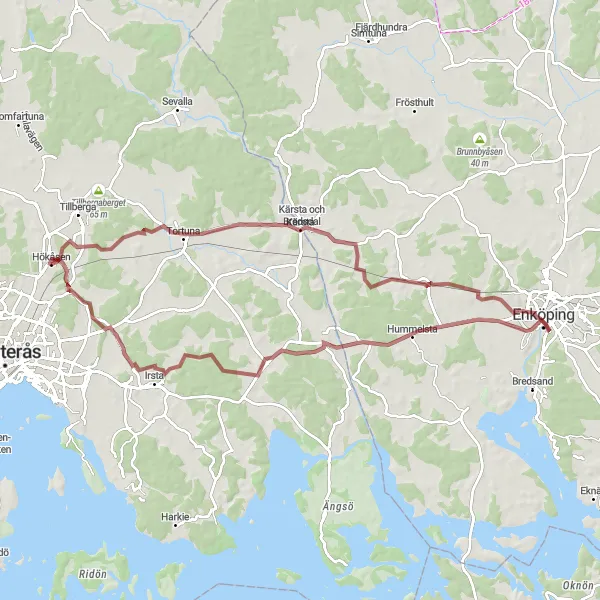Kartminiatyr av "Grusvag Cycling Tour" cykelinspiration i Östra Mellansverige, Sweden. Genererad av Tarmacs.app cykelruttplanerare