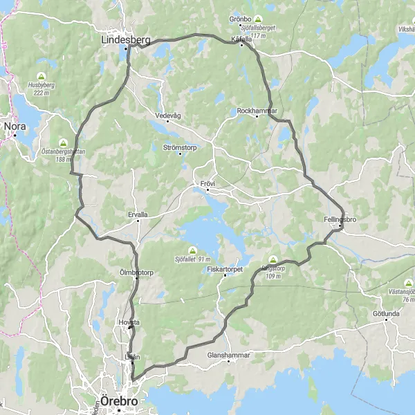 Map miniature of "Ringstorp Discovery" cycling inspiration in Östra Mellansverige, Sweden. Generated by Tarmacs.app cycling route planner