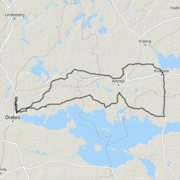 Map miniature of "Lillån Loop" cycling inspiration in Östra Mellansverige, Sweden. Generated by Tarmacs.app cycling route planner