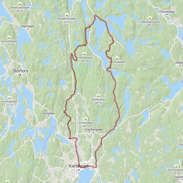 Map miniature of "Gravel Adventure to Lohällen" cycling inspiration in Östra Mellansverige, Sweden. Generated by Tarmacs.app cycling route planner