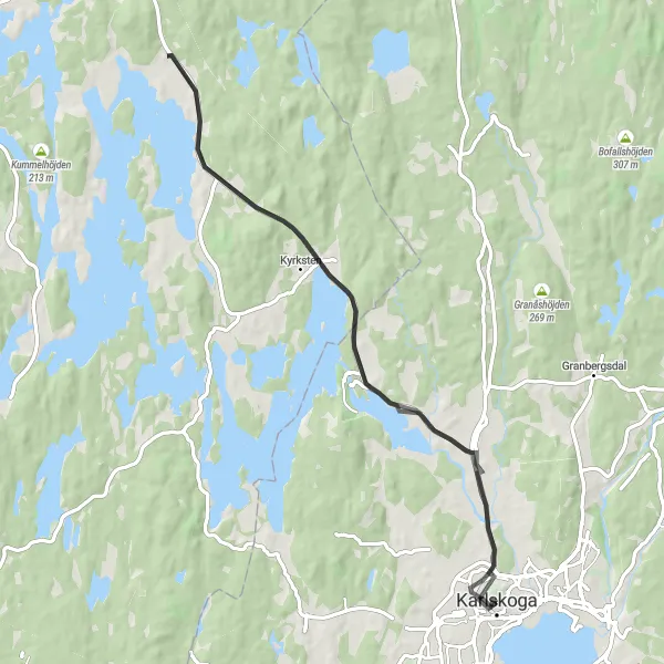 Map miniature of "Karlskoga Skranta Loop" cycling inspiration in Östra Mellansverige, Sweden. Generated by Tarmacs.app cycling route planner