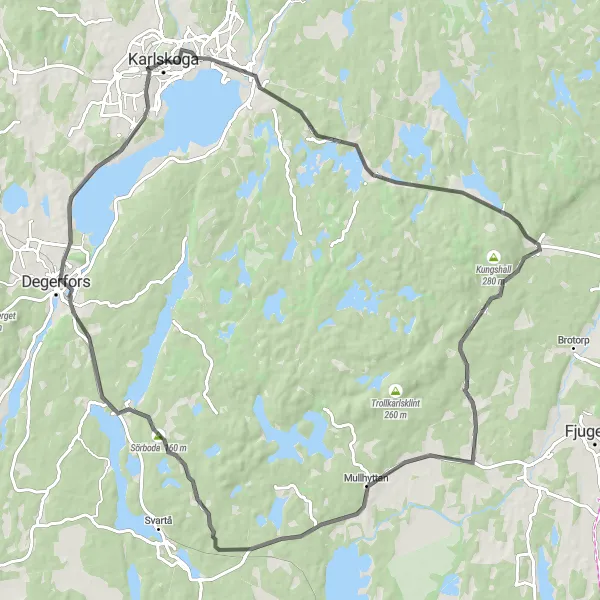 Map miniature of "Scenic Lake Circuit" cycling inspiration in Östra Mellansverige, Sweden. Generated by Tarmacs.app cycling route planner