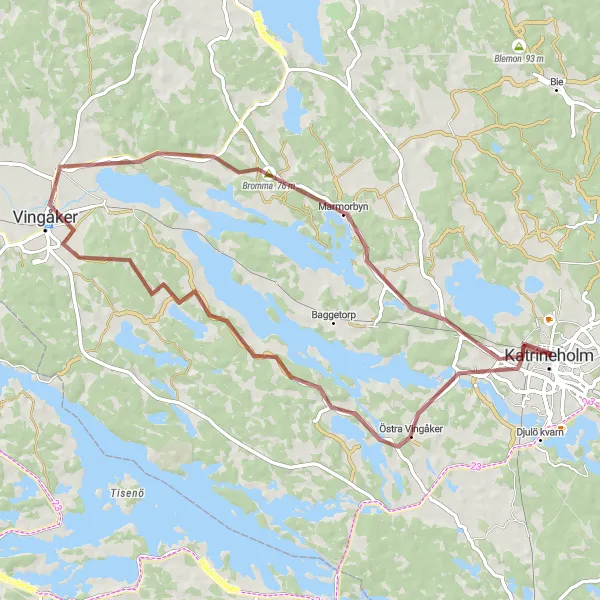 Map miniature of "The Gravel Adventure" cycling inspiration in Östra Mellansverige, Sweden. Generated by Tarmacs.app cycling route planner