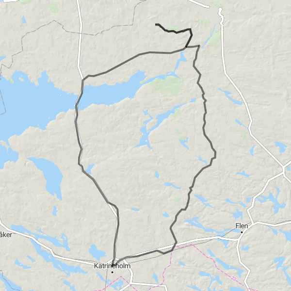 Kartminiatyr av "Katrineholm till Hälleforsnäs" cykelinspiration i Östra Mellansverige, Sweden. Genererad av Tarmacs.app cykelruttplanerare