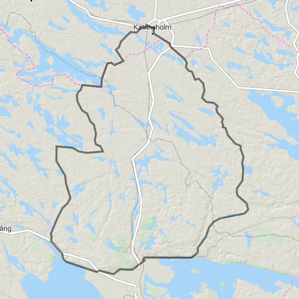 Map miniature of "Challenge Across Lakes and Forests" cycling inspiration in Östra Mellansverige, Sweden. Generated by Tarmacs.app cycling route planner