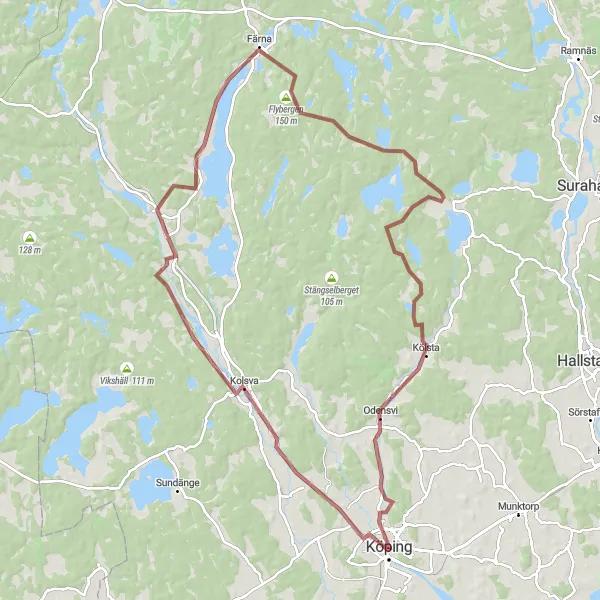 Map miniature of "Kolsva Gravel Adventure" cycling inspiration in Östra Mellansverige, Sweden. Generated by Tarmacs.app cycling route planner