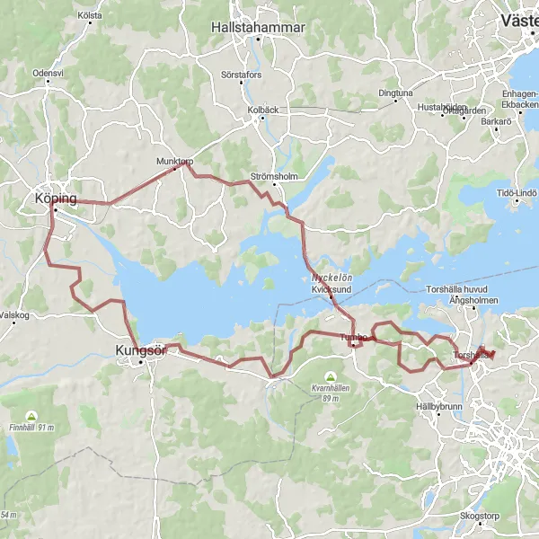 Map miniature of "Gravel Adventure" cycling inspiration in Östra Mellansverige, Sweden. Generated by Tarmacs.app cycling route planner