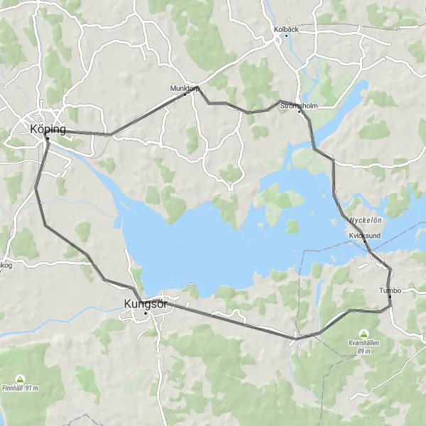 Map miniature of "Countryside Escape" cycling inspiration in Östra Mellansverige, Sweden. Generated by Tarmacs.app cycling route planner