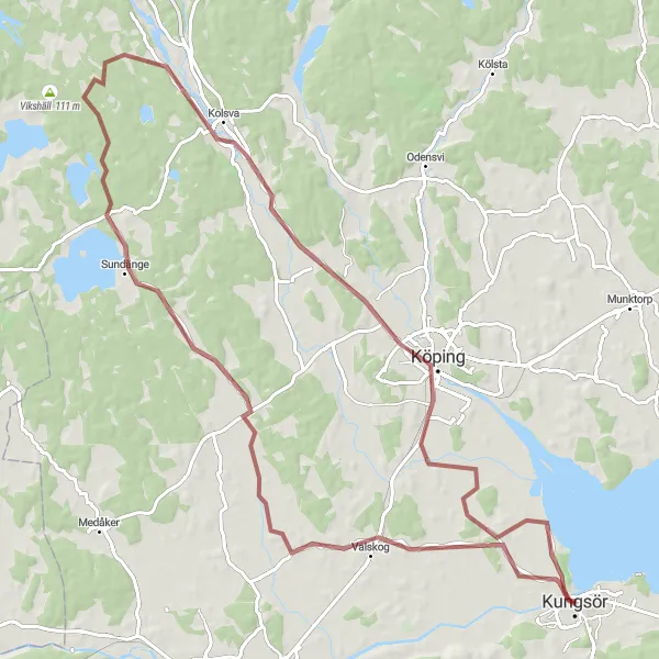 Map miniature of "Valskog Gravel Loop" cycling inspiration in Östra Mellansverige, Sweden. Generated by Tarmacs.app cycling route planner