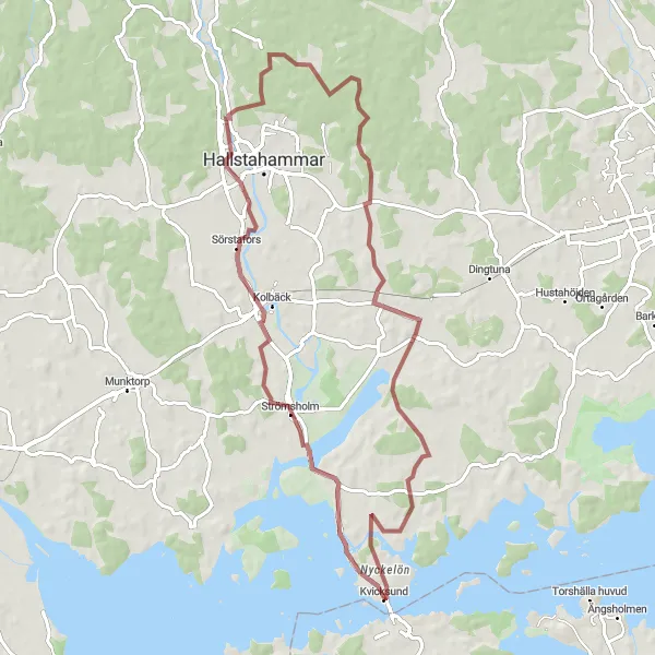 Kartminiatyr av "Ön Äventyr Grusvägscykling" cykelinspiration i Östra Mellansverige, Sweden. Genererad av Tarmacs.app cykelruttplanerare