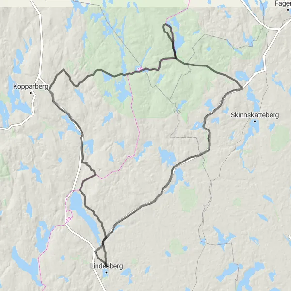 Map miniature of "Storå to Malingsbo Loop" cycling inspiration in Östra Mellansverige, Sweden. Generated by Tarmacs.app cycling route planner