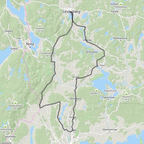 Map miniature of "Vedevåg Adventure" cycling inspiration in Östra Mellansverige, Sweden. Generated by Tarmacs.app cycling route planner