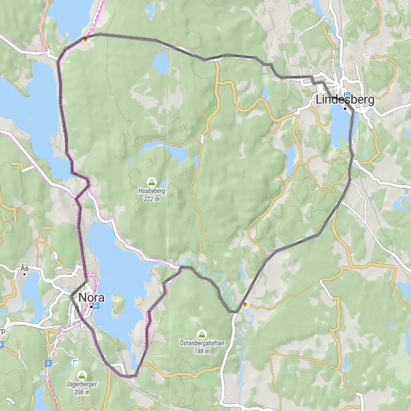 Map miniature of "The Järle Mill Loop" cycling inspiration in Östra Mellansverige, Sweden. Generated by Tarmacs.app cycling route planner