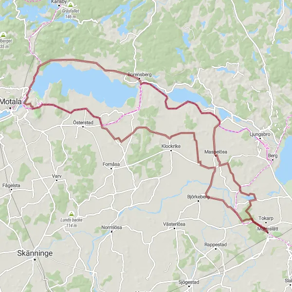 Map miniature of "The Gravel Adventure" cycling inspiration in Östra Mellansverige, Sweden. Generated by Tarmacs.app cycling route planner