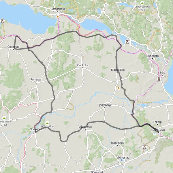 Map miniature of "Västerlösa Circuit" cycling inspiration in Östra Mellansverige, Sweden. Generated by Tarmacs.app cycling route planner