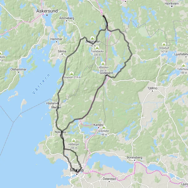 Map miniature of "The Zinkgruvan Adventure" cycling inspiration in Östra Mellansverige, Sweden. Generated by Tarmacs.app cycling route planner