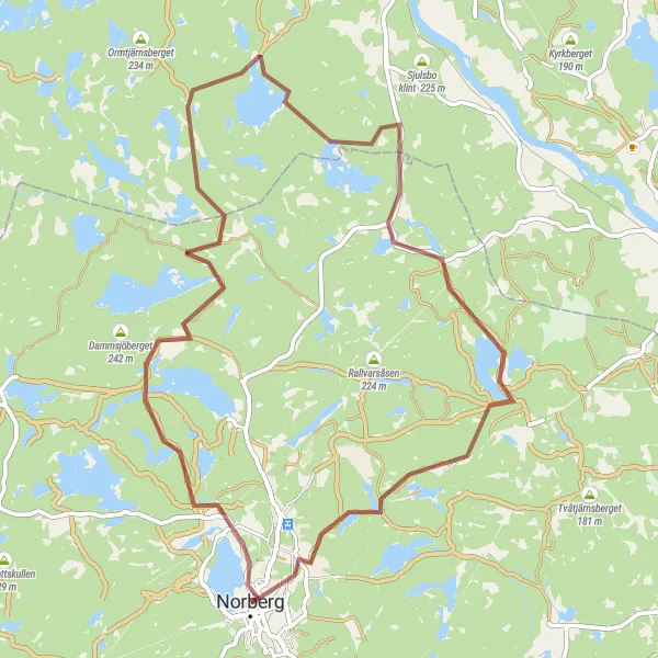Map miniature of "Historical Gravel Adventure" cycling inspiration in Östra Mellansverige, Sweden. Generated by Tarmacs.app cycling route planner