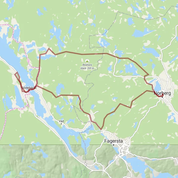 Map miniature of "Mystical Gravel Adventure" cycling inspiration in Östra Mellansverige, Sweden. Generated by Tarmacs.app cycling route planner