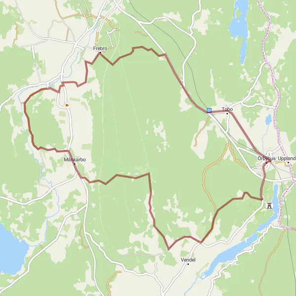 Map miniature of "Örbyhus Castle Trail" cycling inspiration in Östra Mellansverige, Sweden. Generated by Tarmacs.app cycling route planner