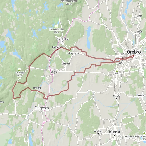 Map miniature of "Hälsingsåsen Gravel Challenge" cycling inspiration in Östra Mellansverige, Sweden. Generated by Tarmacs.app cycling route planner