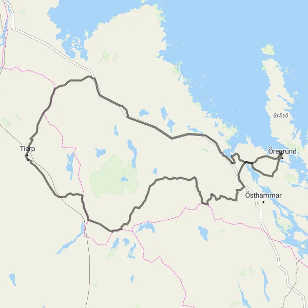 Map miniature of "Norrskedika and Dannebo Circuit" cycling inspiration in Östra Mellansverige, Sweden. Generated by Tarmacs.app cycling route planner