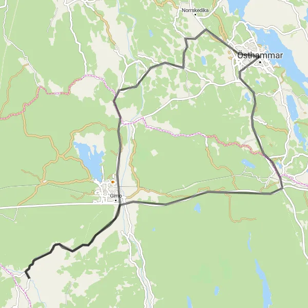 Map miniature of "Harg Road" cycling inspiration in Östra Mellansverige, Sweden. Generated by Tarmacs.app cycling route planner